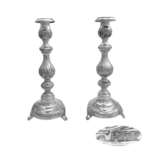 Pair English Sterling Silver Candlesticks 1916